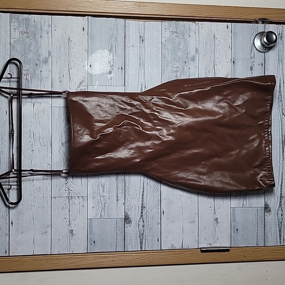 TicToc Faux Leather Mini Dress Size Small - Picture 1 of 7